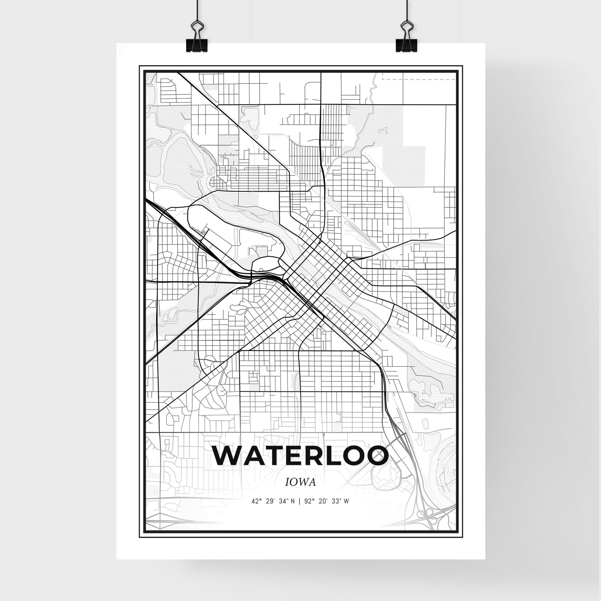 Waterloo Iowa - Premium City Map Poster