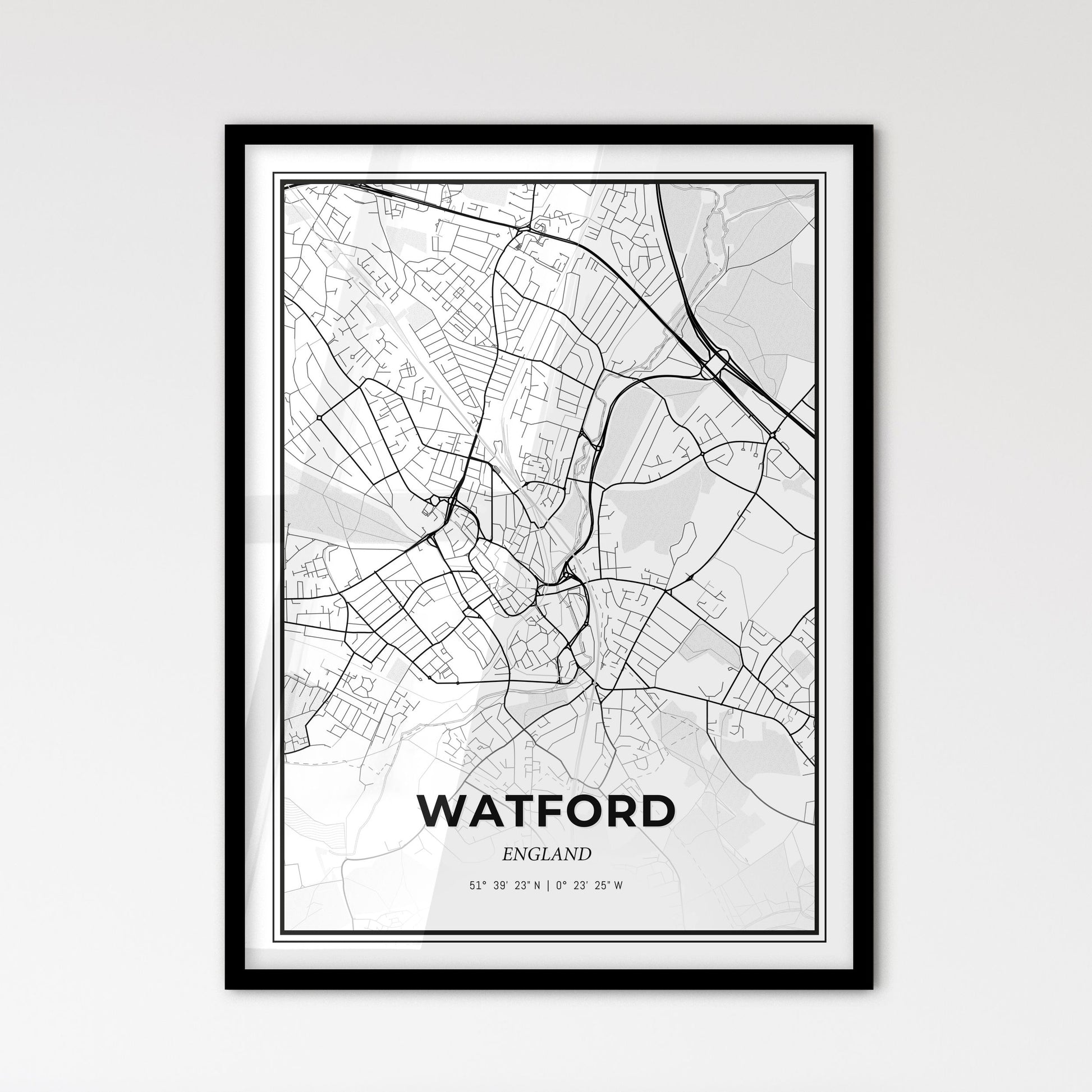 Watford England - Scandinavian Style City Map for Modern Home Decor