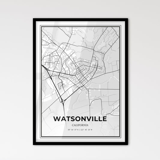 Watsonville California - Scandinavian Style City Map for Modern Home Decor