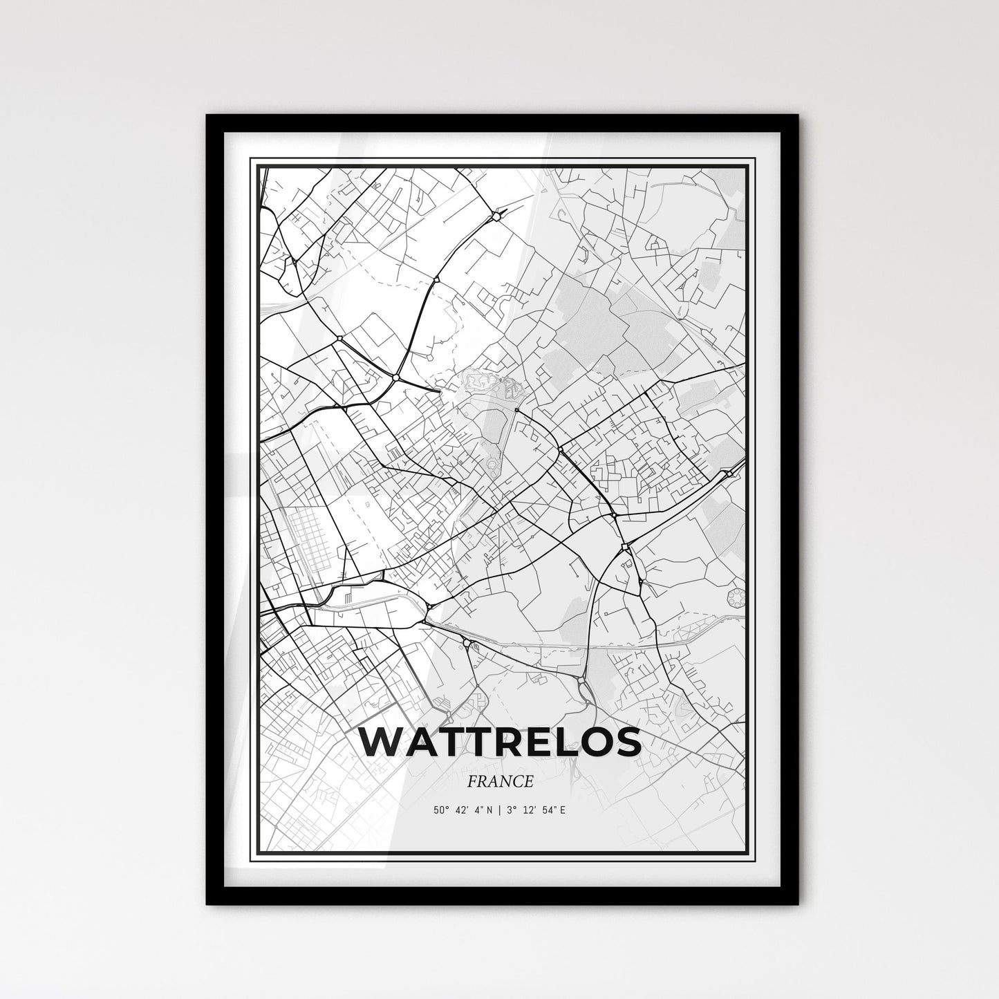 Wattrelos France - Scandinavian Style City Map for Modern Home Decor