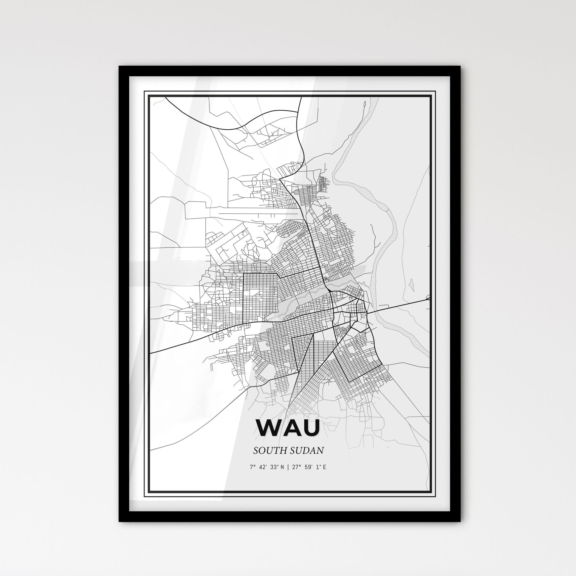 Wau South Sudan - Scandinavian Style City Map for Modern Home Decor