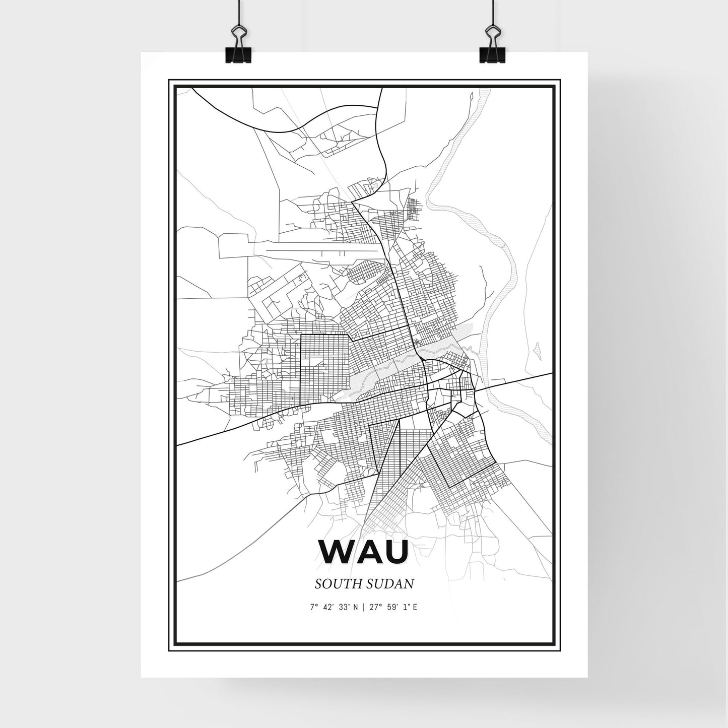 Wau South Sudan - Premium City Map Poster