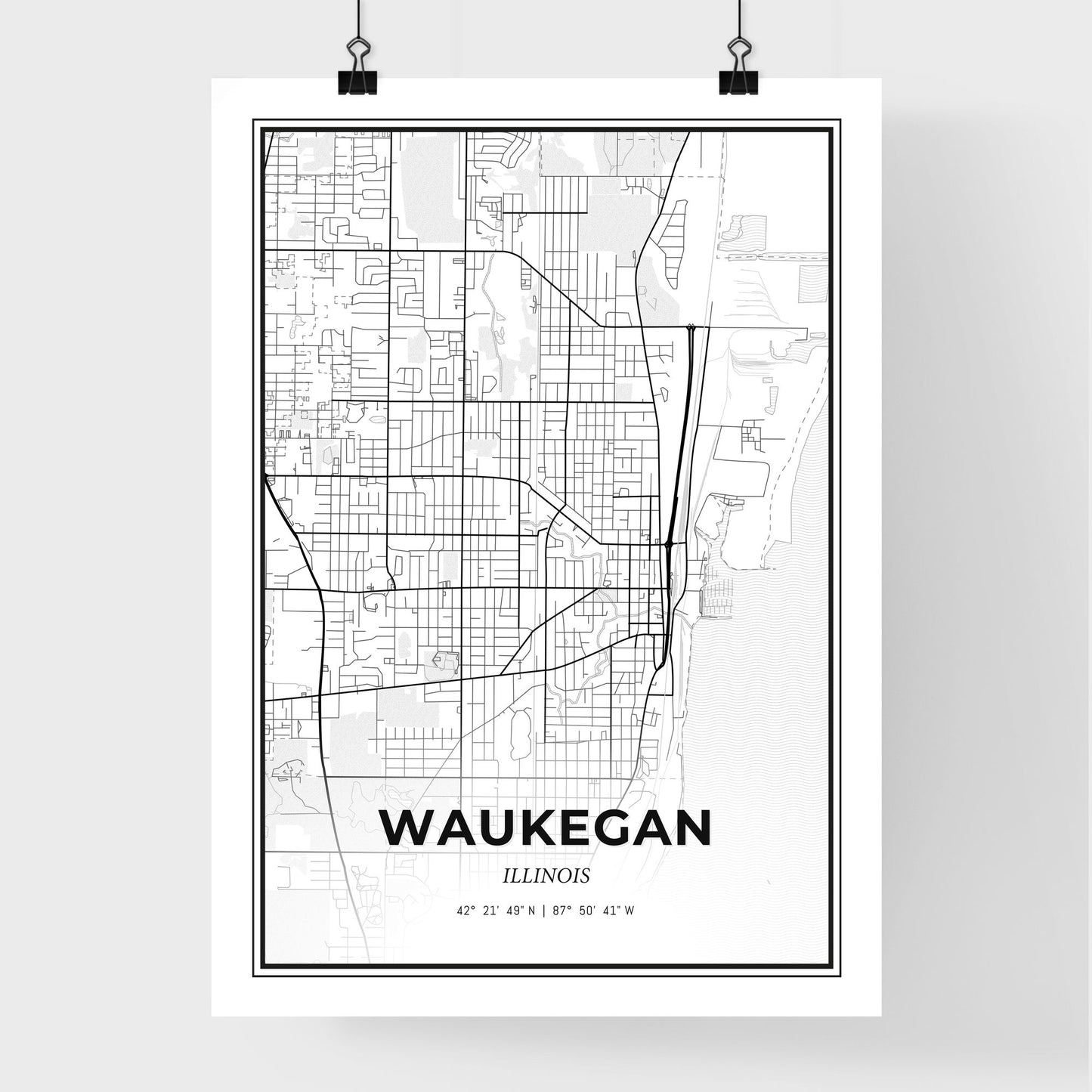 Waukegan Illinois - Premium City Map Poster