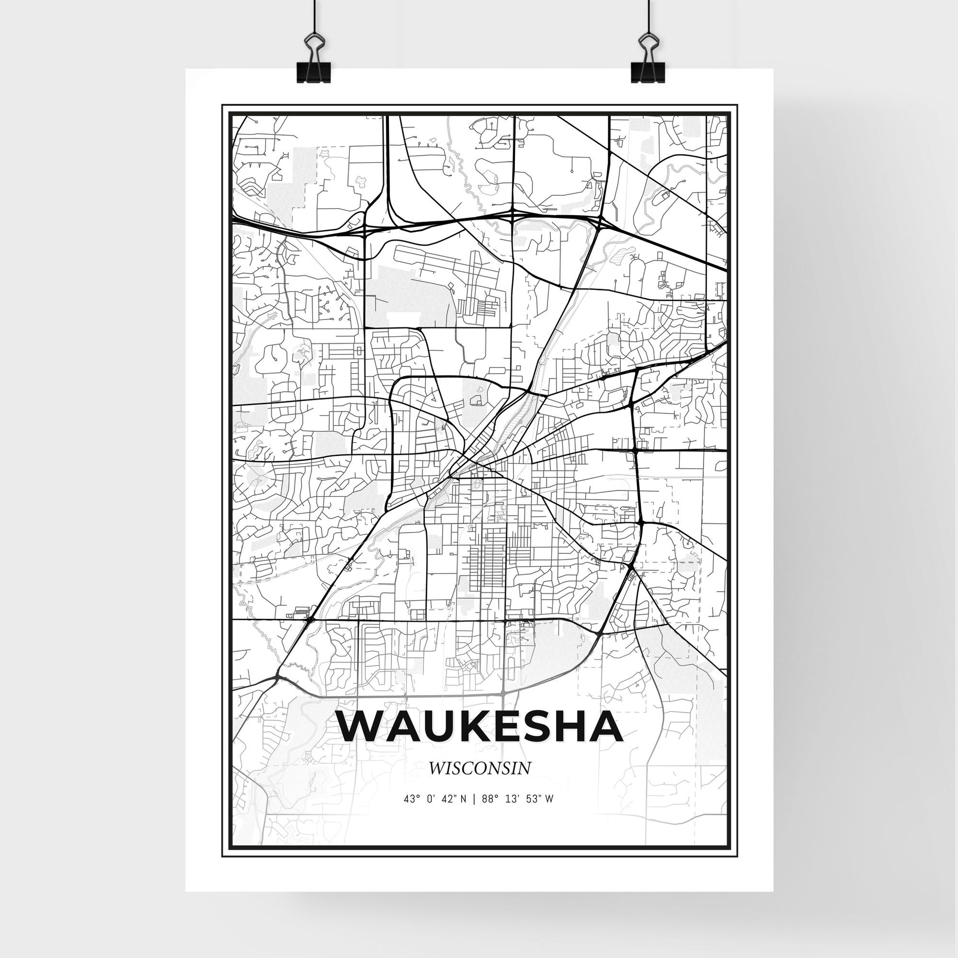 Waukesha Wisconsin - Premium City Map Poster