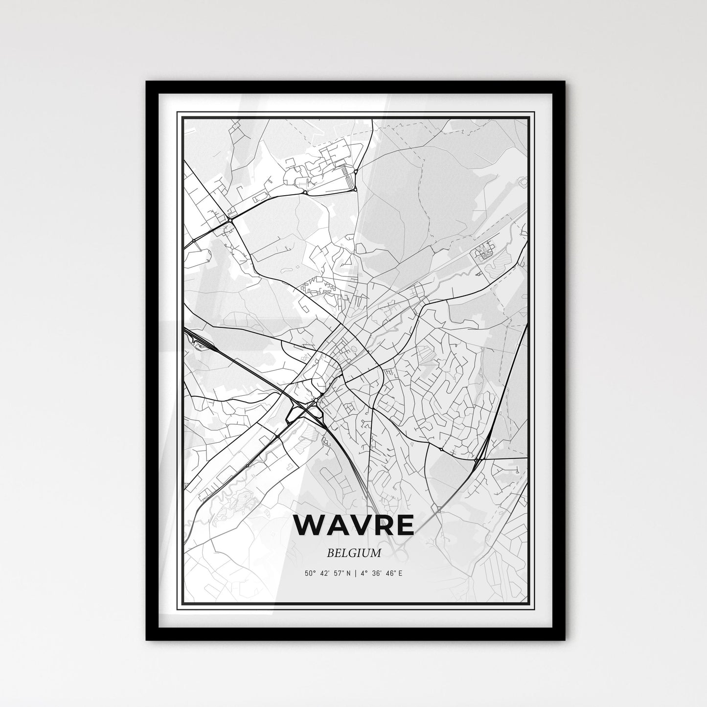 Wavre  Belgium - Scandinavian Style City Map for Modern Home Decor