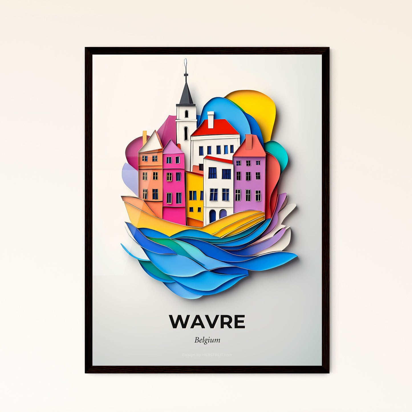 Vivid Wavre , Belgium - a paper cut of a city on a wave