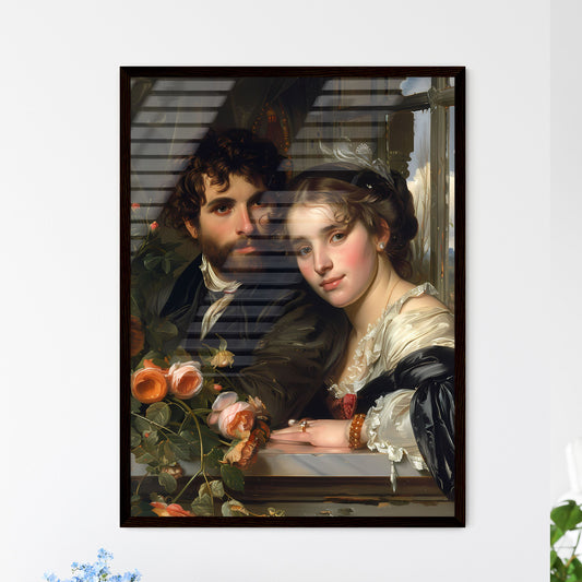 Historical Painting 1800 Couple Portrait Man Woman Black Victorian Art Default Title