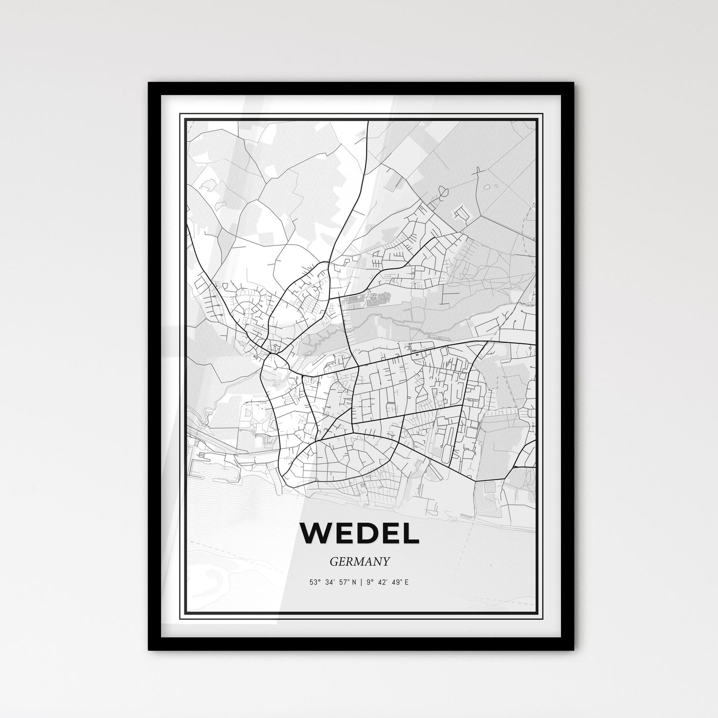 Wedel Germany - Scandinavian Style City Map for Modern Home Decor