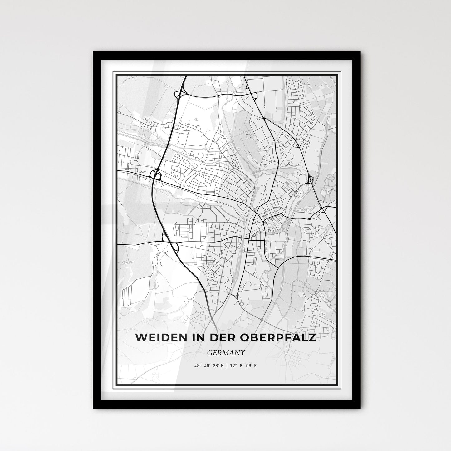 Weiden in der Oberpfalz Germany - Scandinavian Style City Map for Modern Home Decor