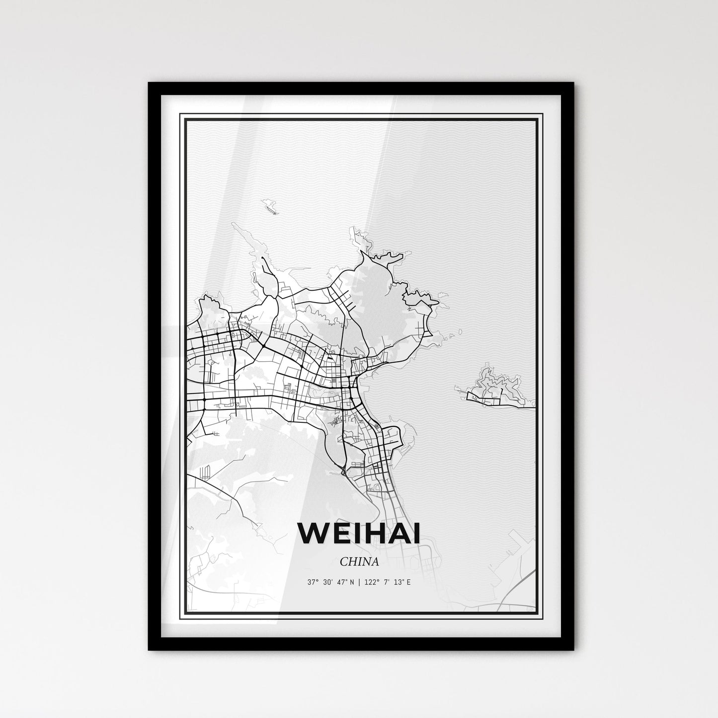 Weihai China - Scandinavian Style City Map for Modern Home Decor