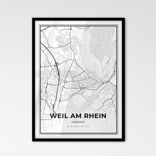 Weil am Rhein Germany - Scandinavian Style City Map for Modern Home Decor