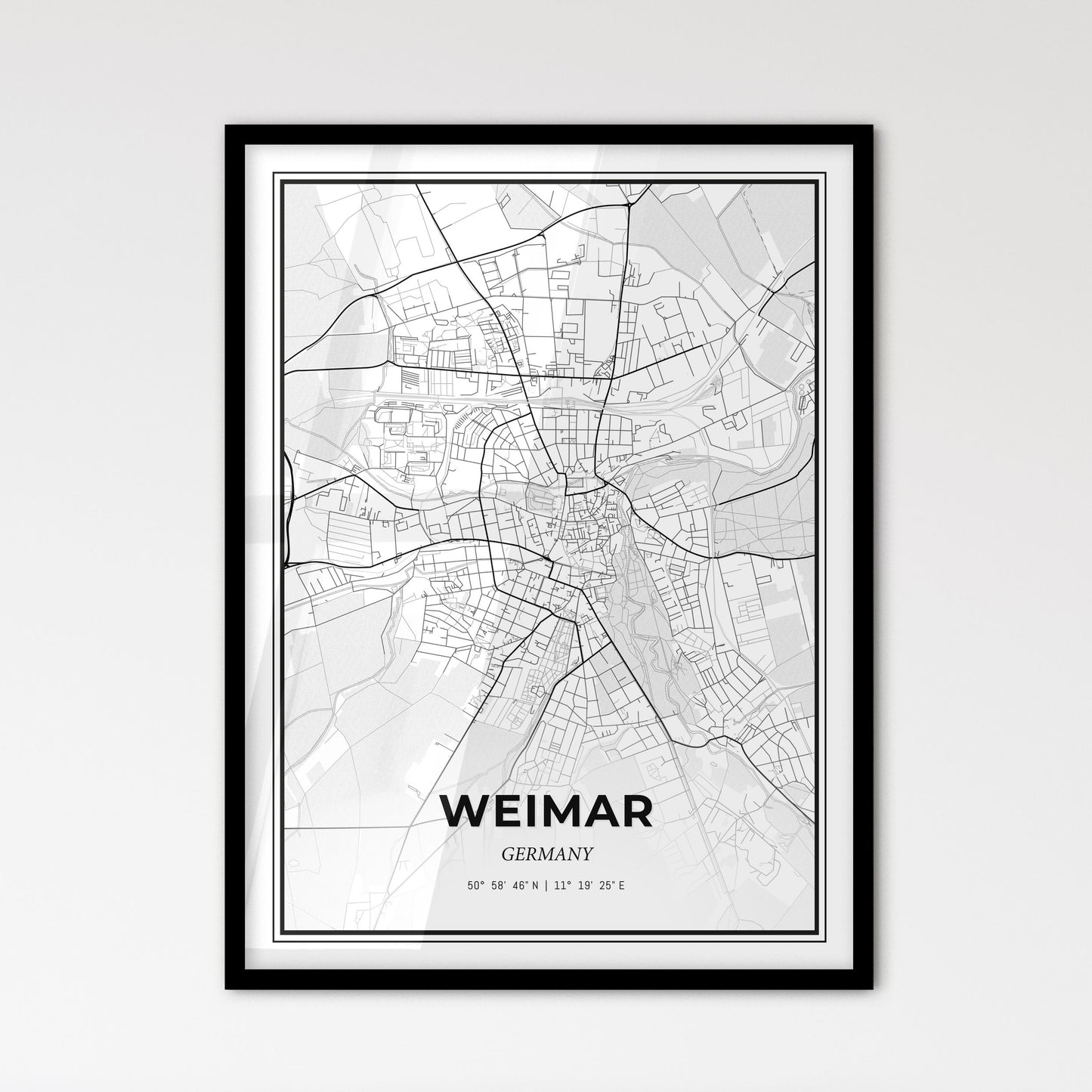 Weimar Germany - Scandinavian Style City Map for Modern Home Decor