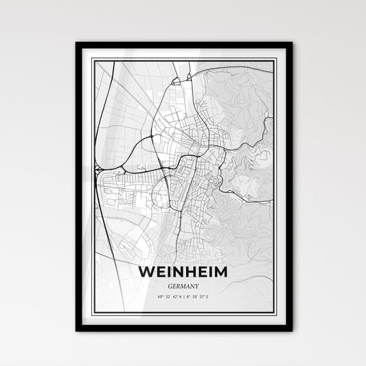 Weinheim Germany - Scandinavian Style City Map for Modern Home Decor