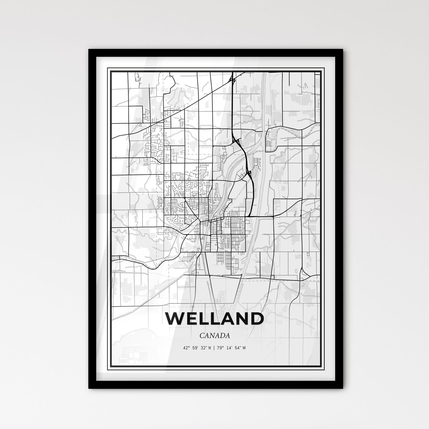 Welland Canada - Scandinavian Style City Map for Modern Home Decor