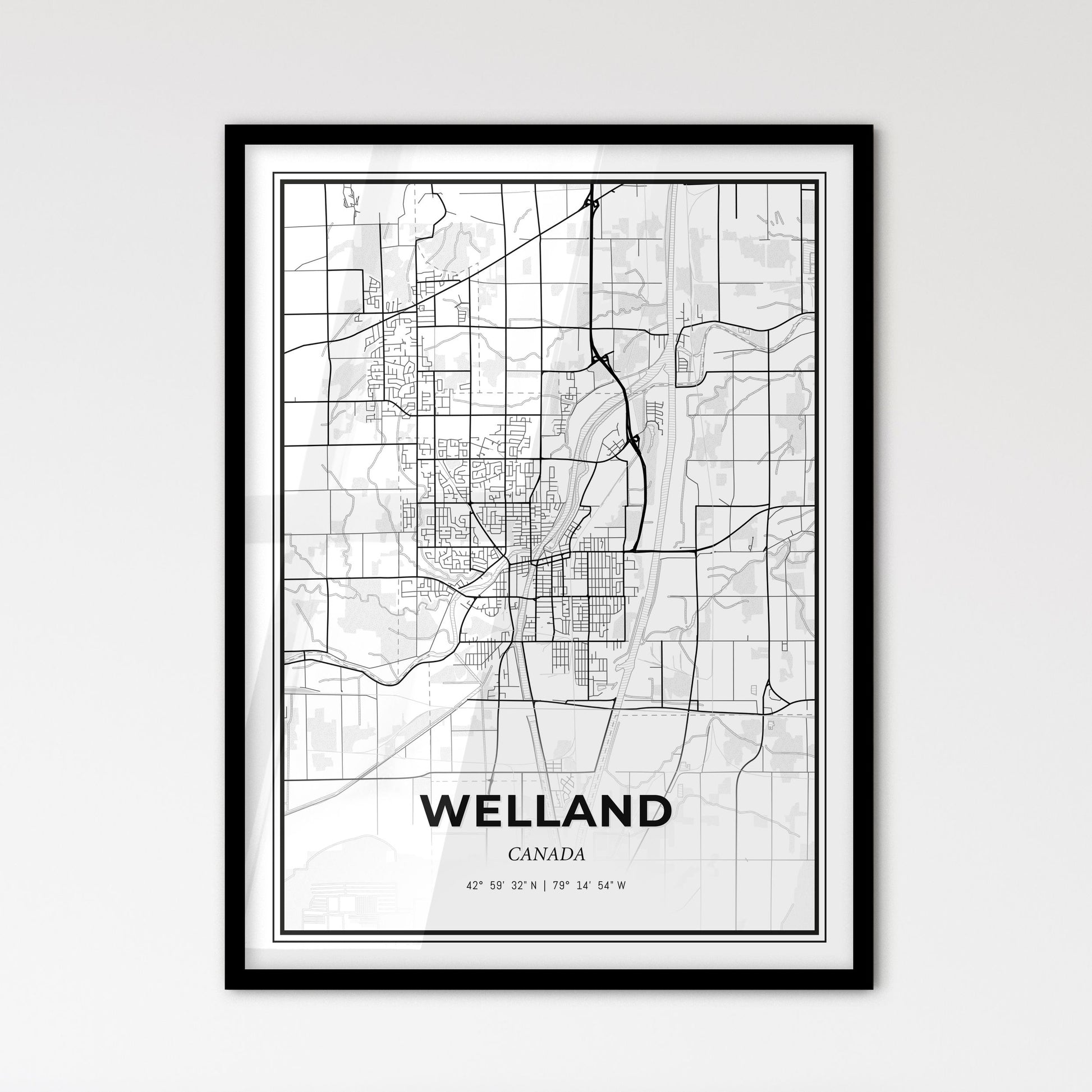 Welland Canada - Scandinavian Style City Map for Modern Home Decor