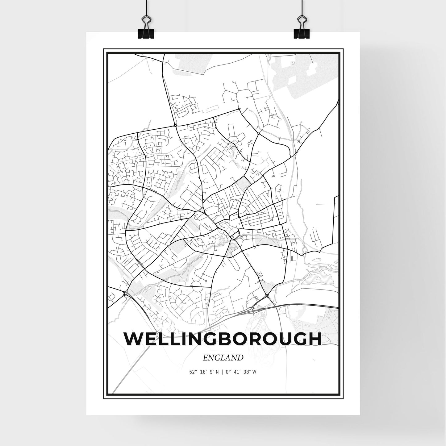 Wellingborough England - Premium City Map Poster