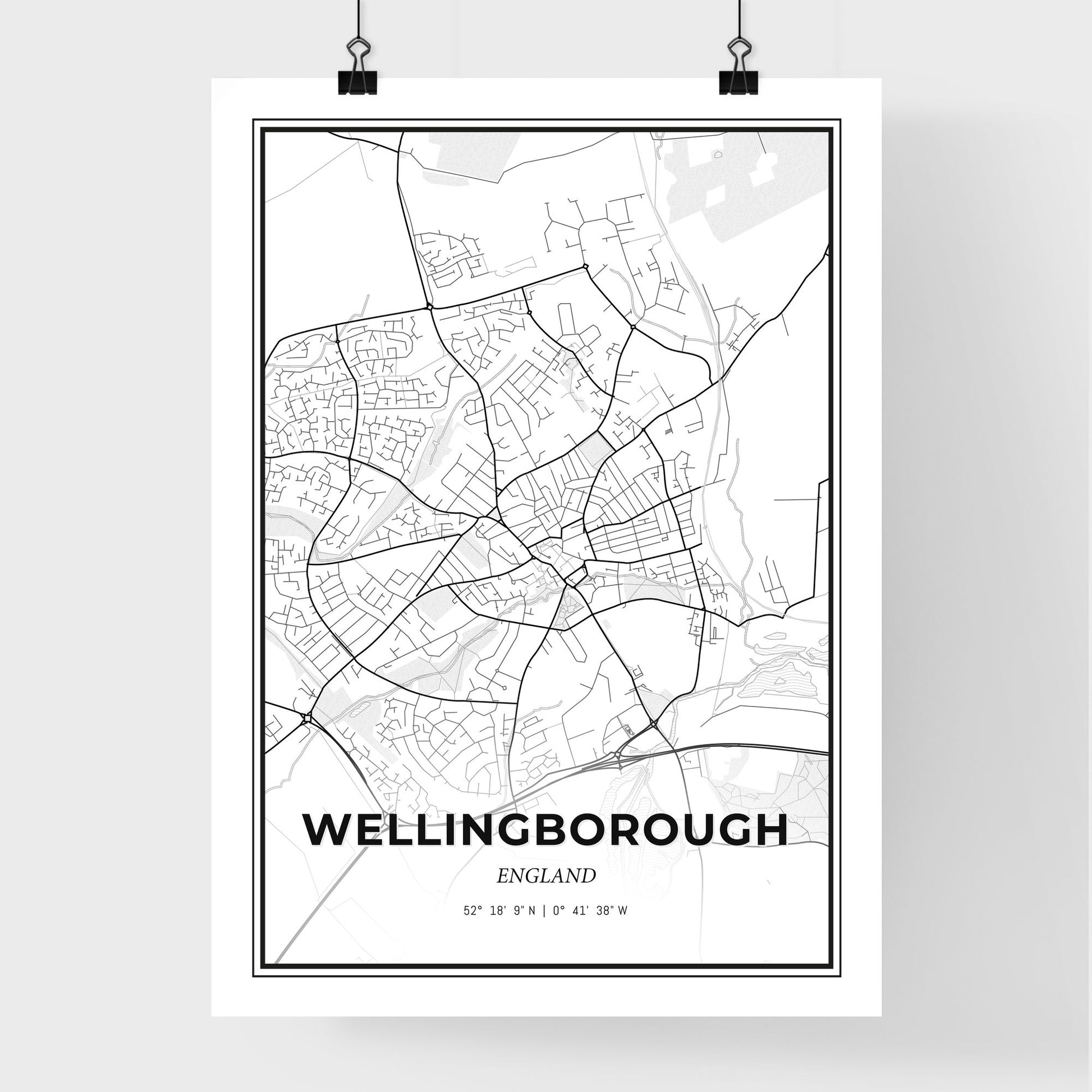 Wellingborough England - Premium City Map Poster