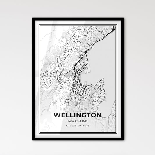 Wellington New Zealand - Scandinavian Style City Map for Modern Home Decor