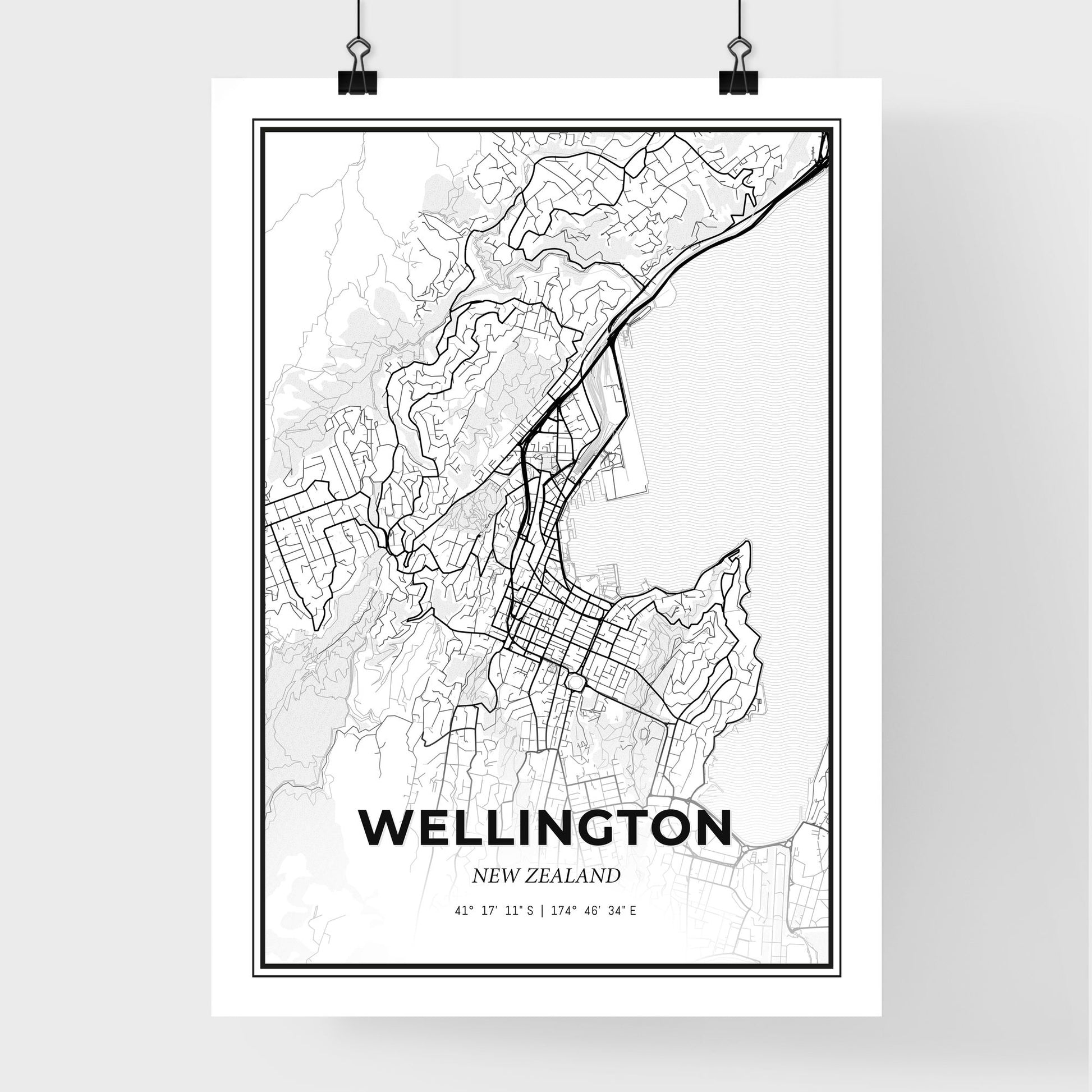 Wellington New Zealand - Premium City Map Poster