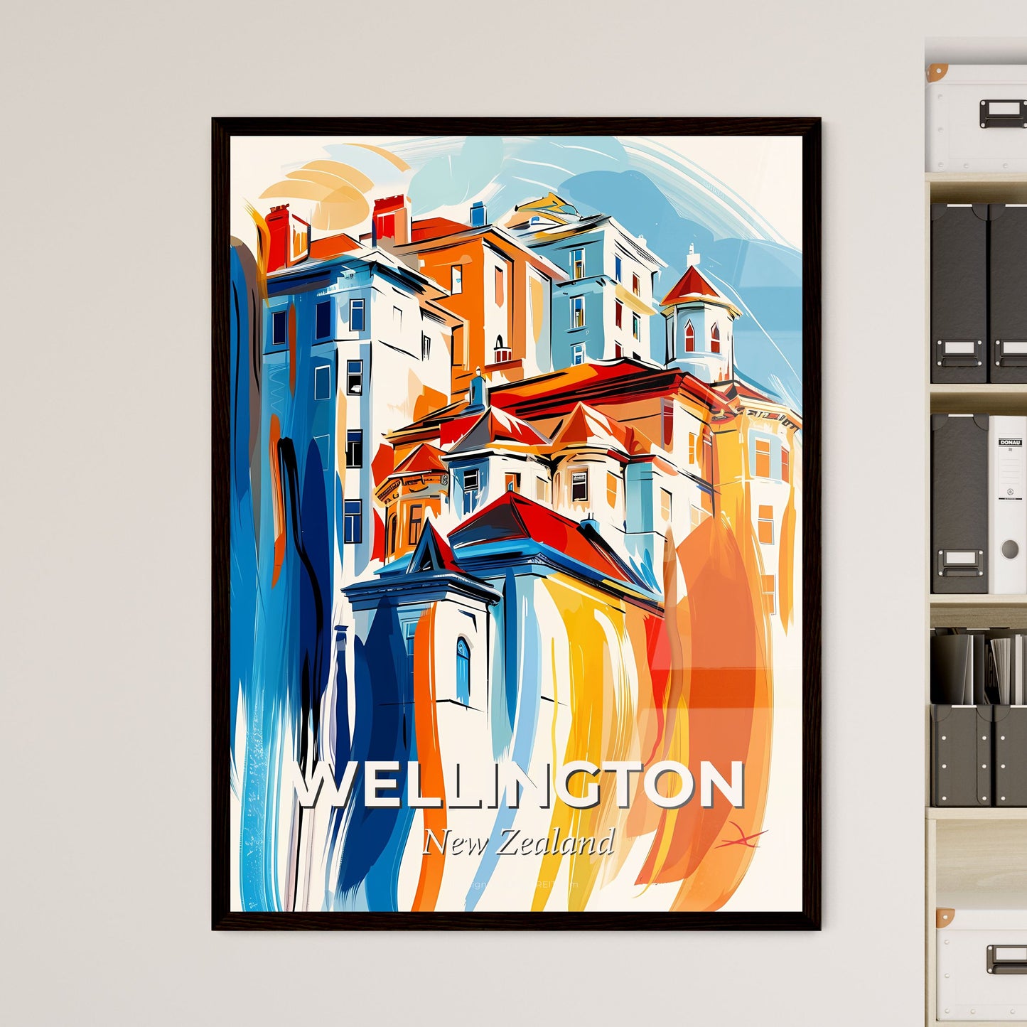 Vibrant Wellington, New Zealand - A Colorful Painting Of Buildings