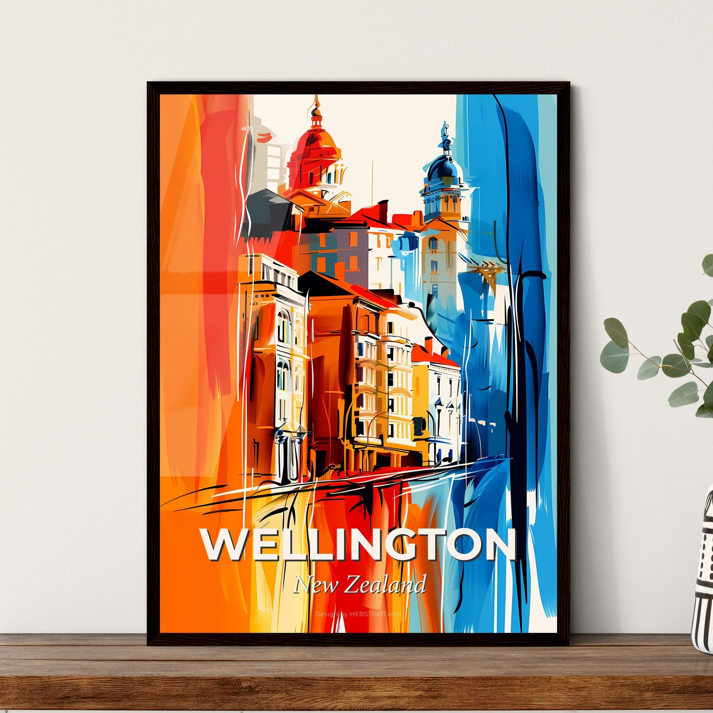 Vibrant Wellington, New Zealand - A Painting Of Buildings And A Street