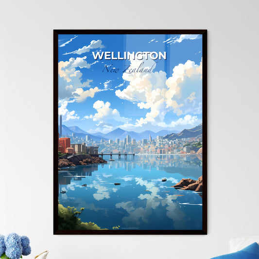 Wellington City Skyline Abstract Art Painting - Night Scene Cityscape over Water Default Title