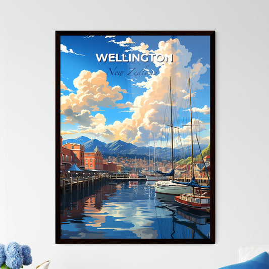 Wellington Skyline Art Print - Vibrant Cityscape with Boats and Buildings Default Title
