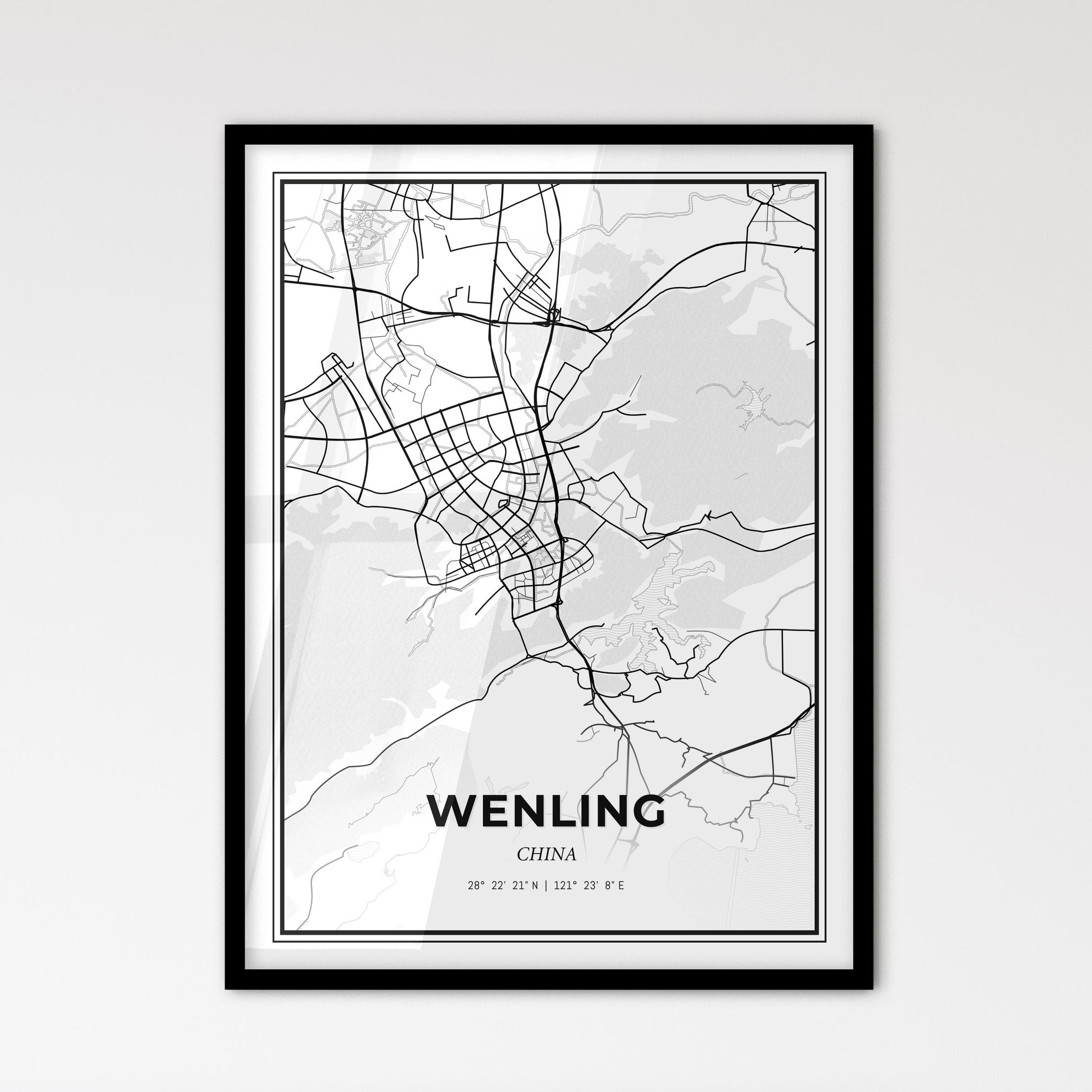 Wenling China - Scandinavian Style City Map for Modern Home Decor