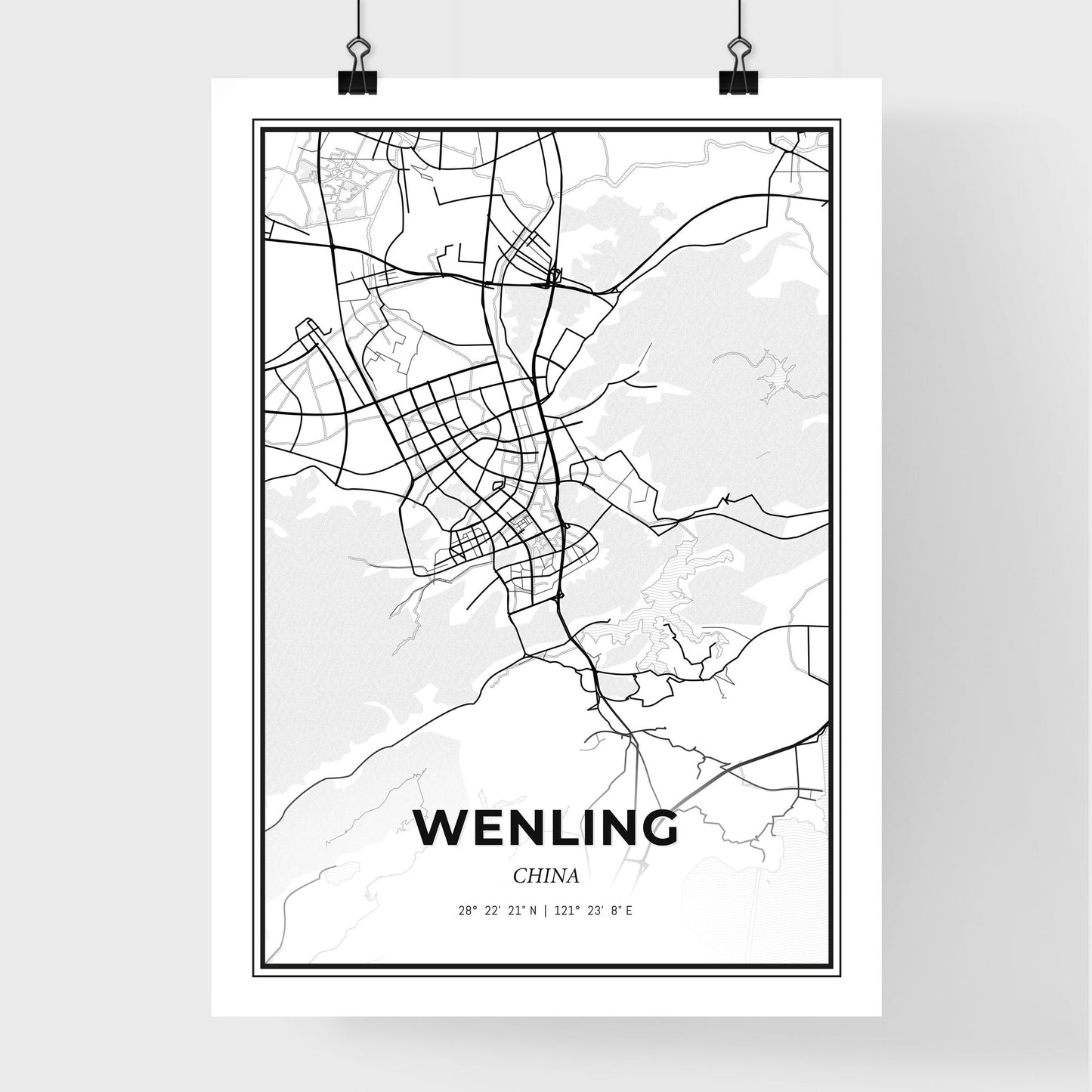 Wenling China - Premium City Map Poster