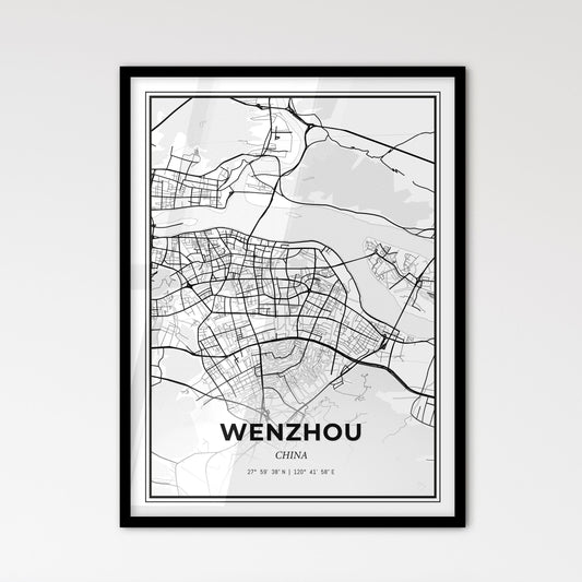 Wenzhou China - Scandinavian Style City Map for Modern Home Decor