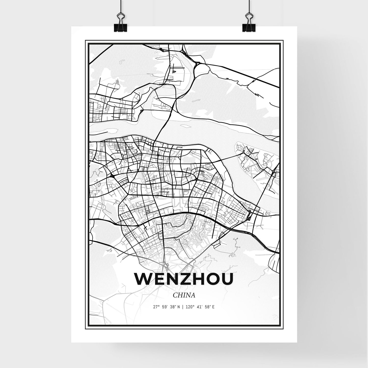 Wenzhou China - Premium City Map Poster