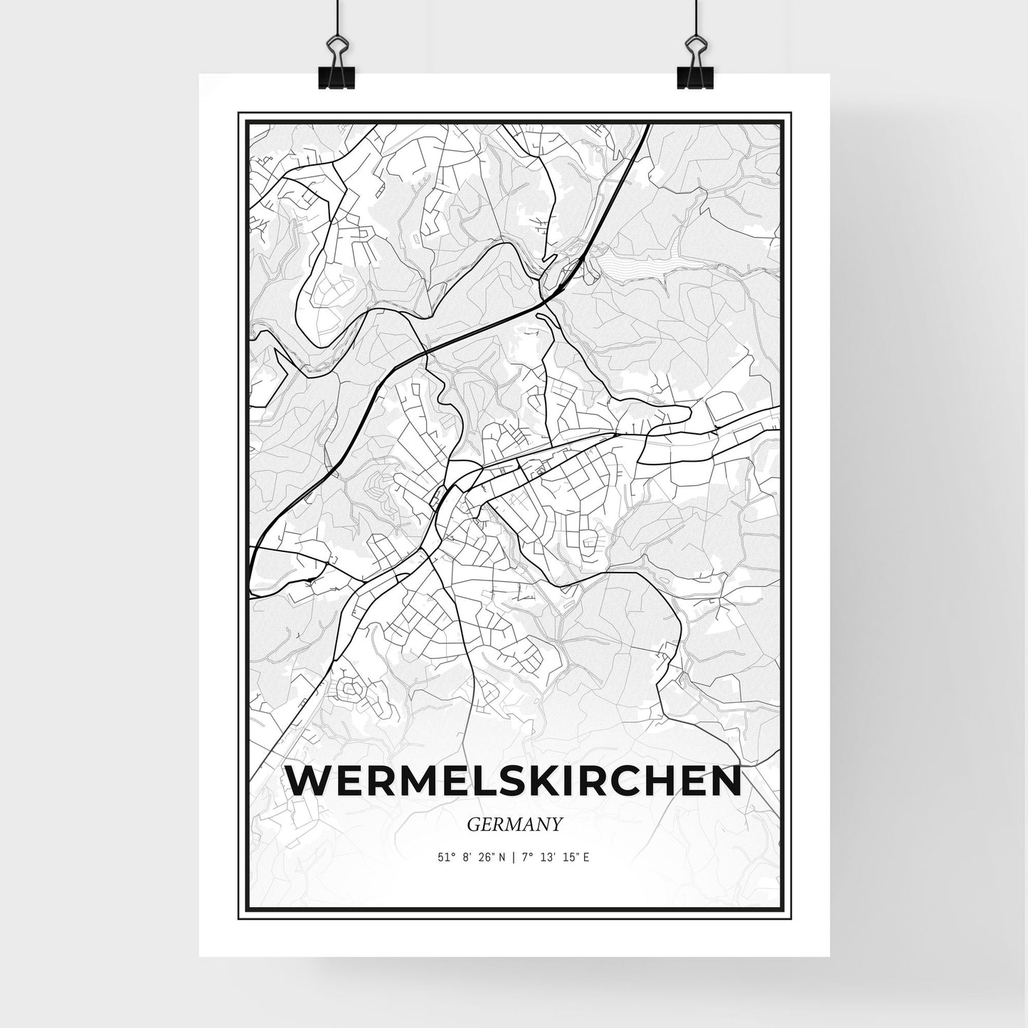 Wermelskirchen Germany - Premium City Map Poster