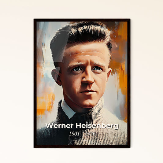 Portrait of Werner Heisenberg, 1901 - 1976. Impressionistic painting of a man in a sweater.