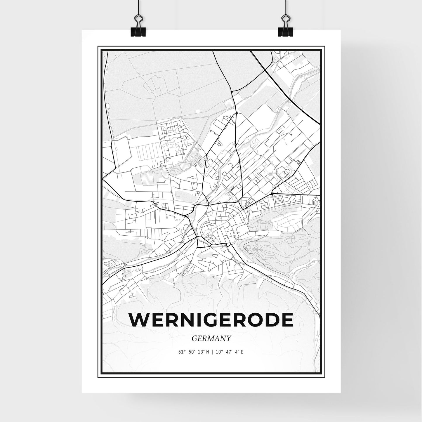 Wernigerode Germany - Premium City Map Poster