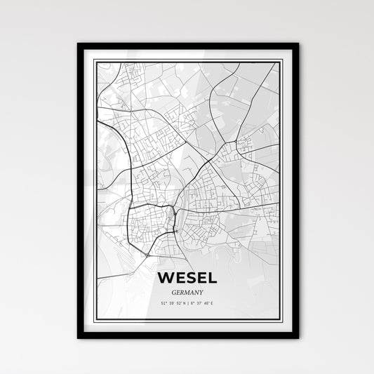 Wesel Germany - Scandinavian Style City Map for Modern Home Decor