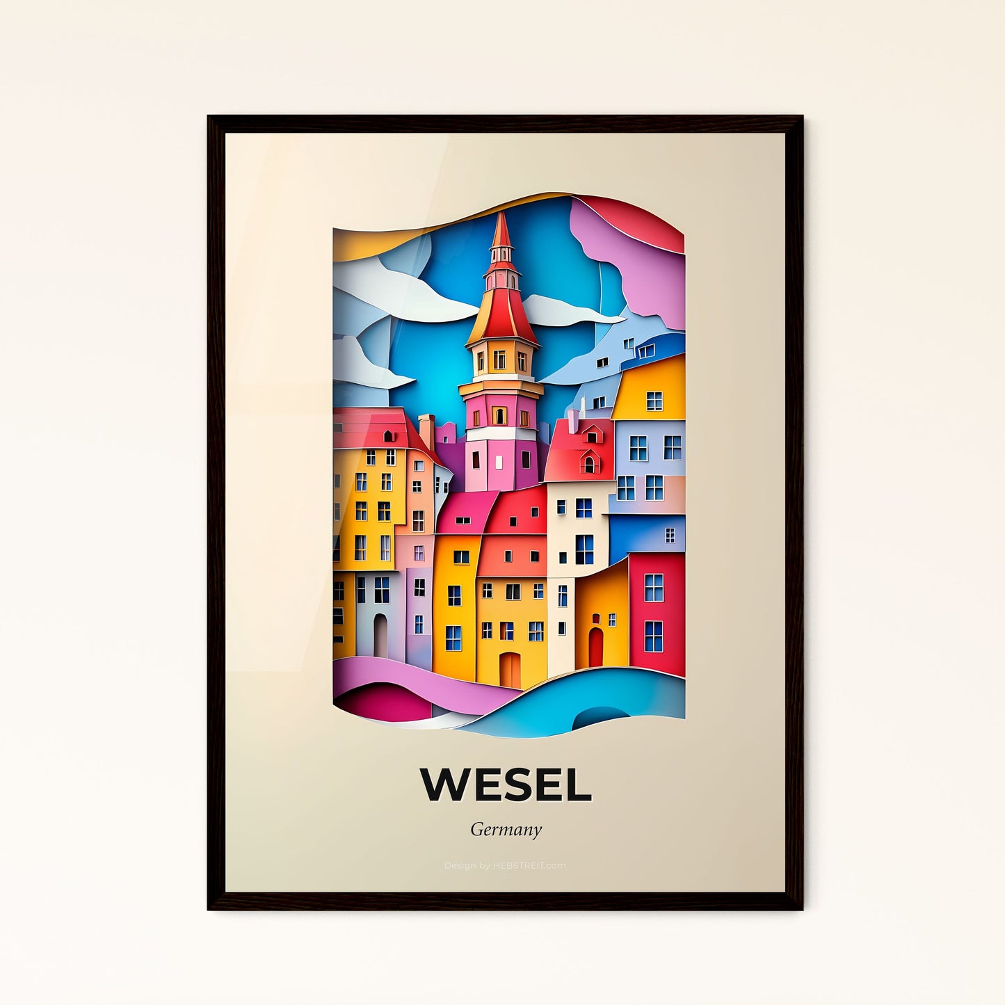 Vivid Wesel, Germany - a city with a clock tower