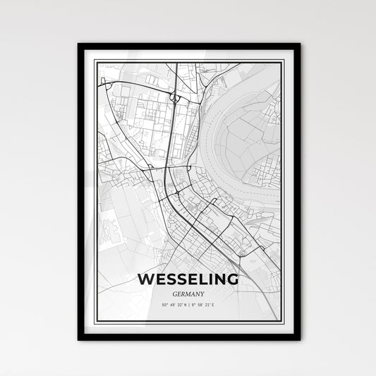 Wesseling Germany - Scandinavian Style City Map for Modern Home Decor