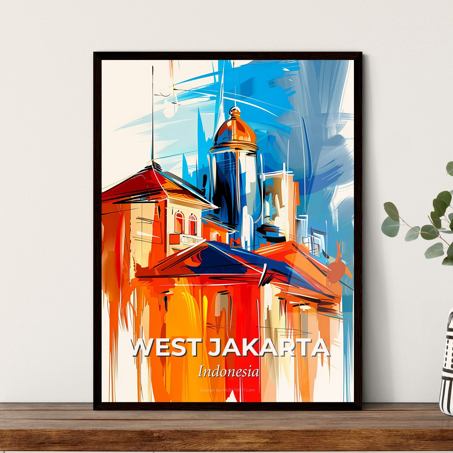 Vibrant West Jakarta, Indonesia - A Painting Of A Building