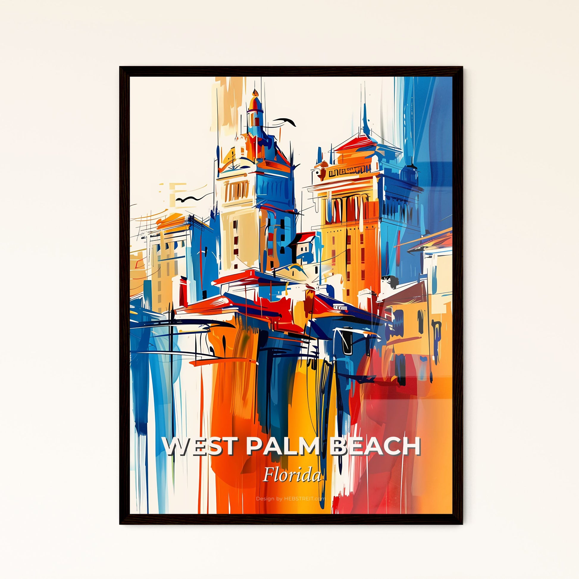 Vibrant West Palm Beach, Florida - A Painting Of A City