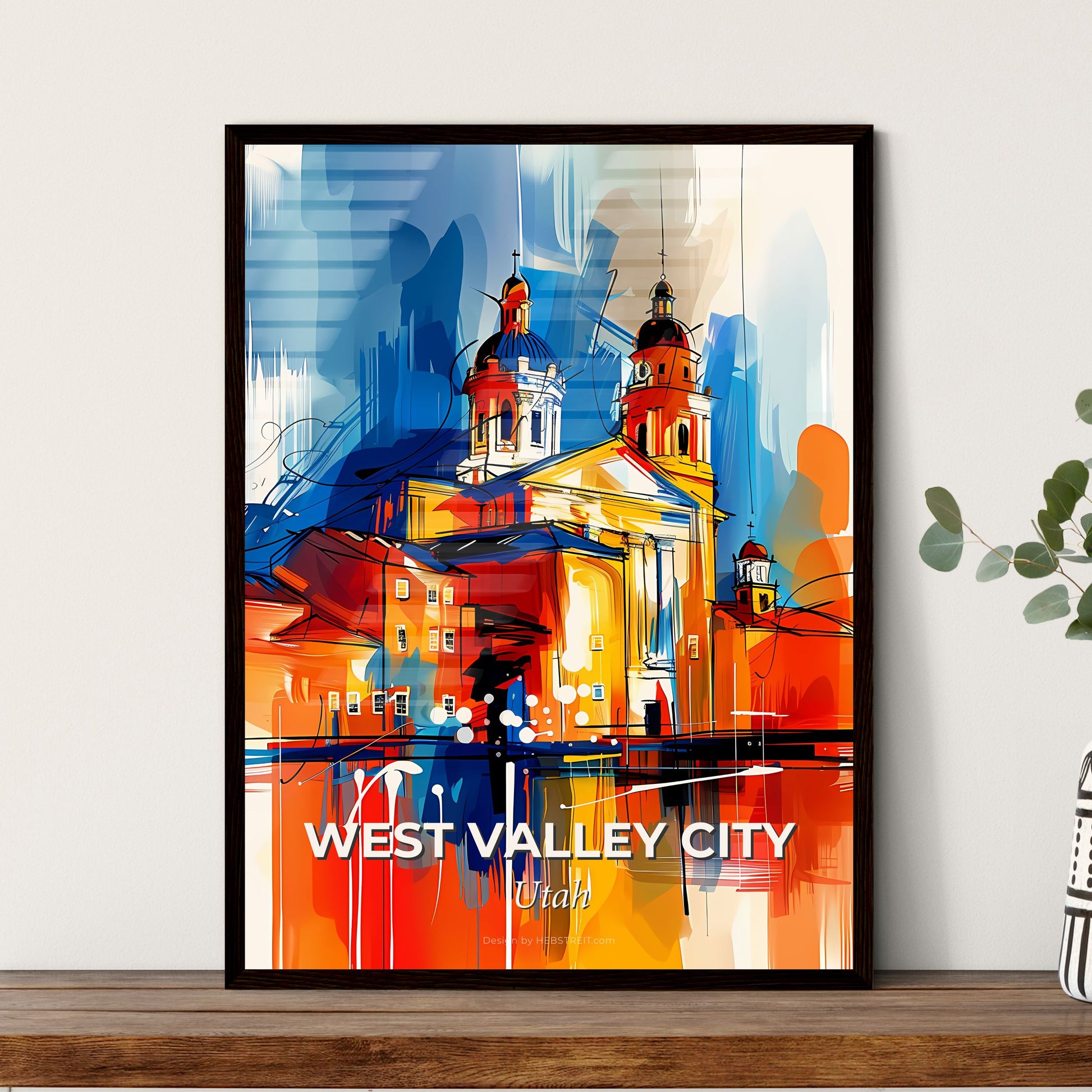 Vibrant West Valley City, Utah - A Painting Of A Building With A Colorful Background