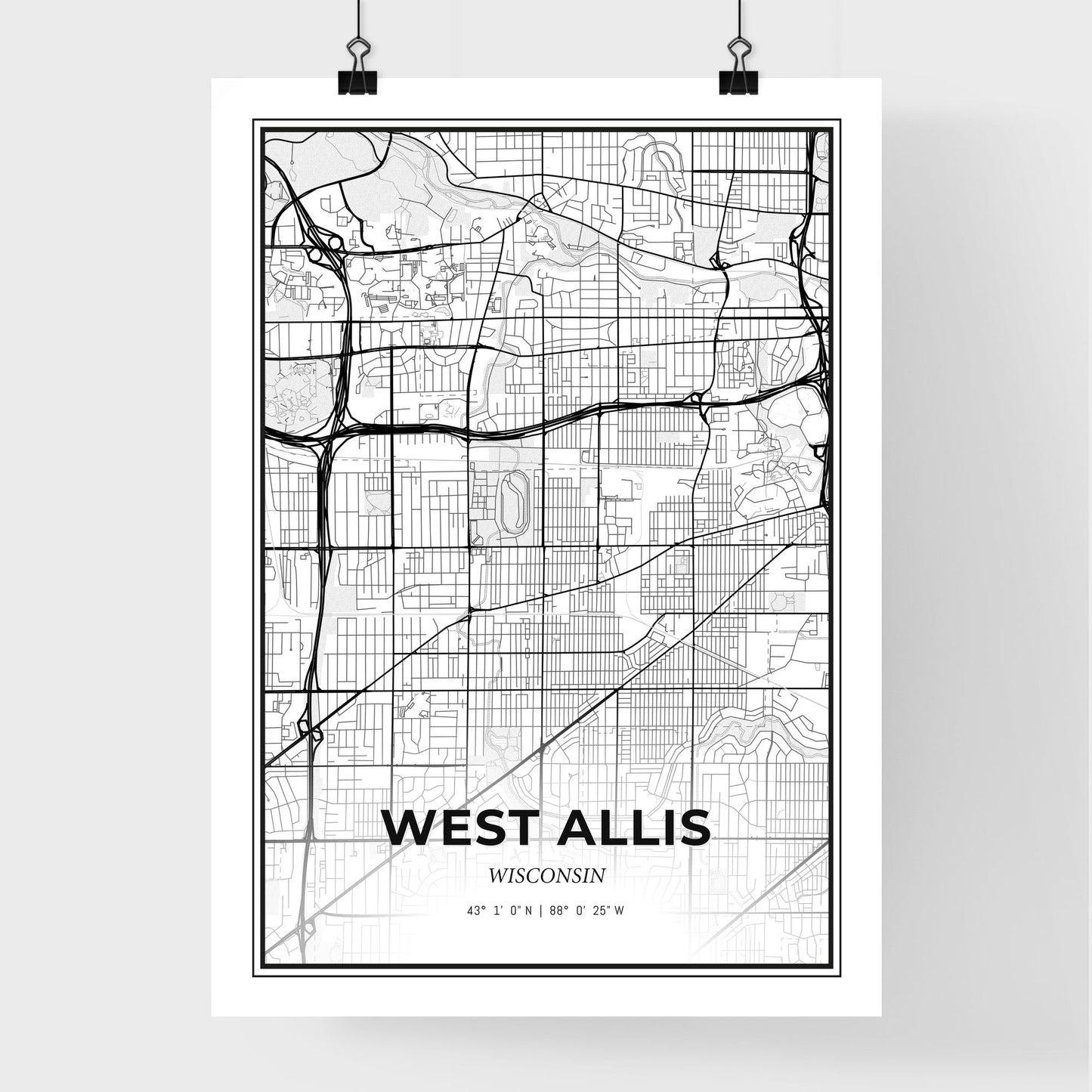 West Allis Wisconsin - Premium City Map Poster