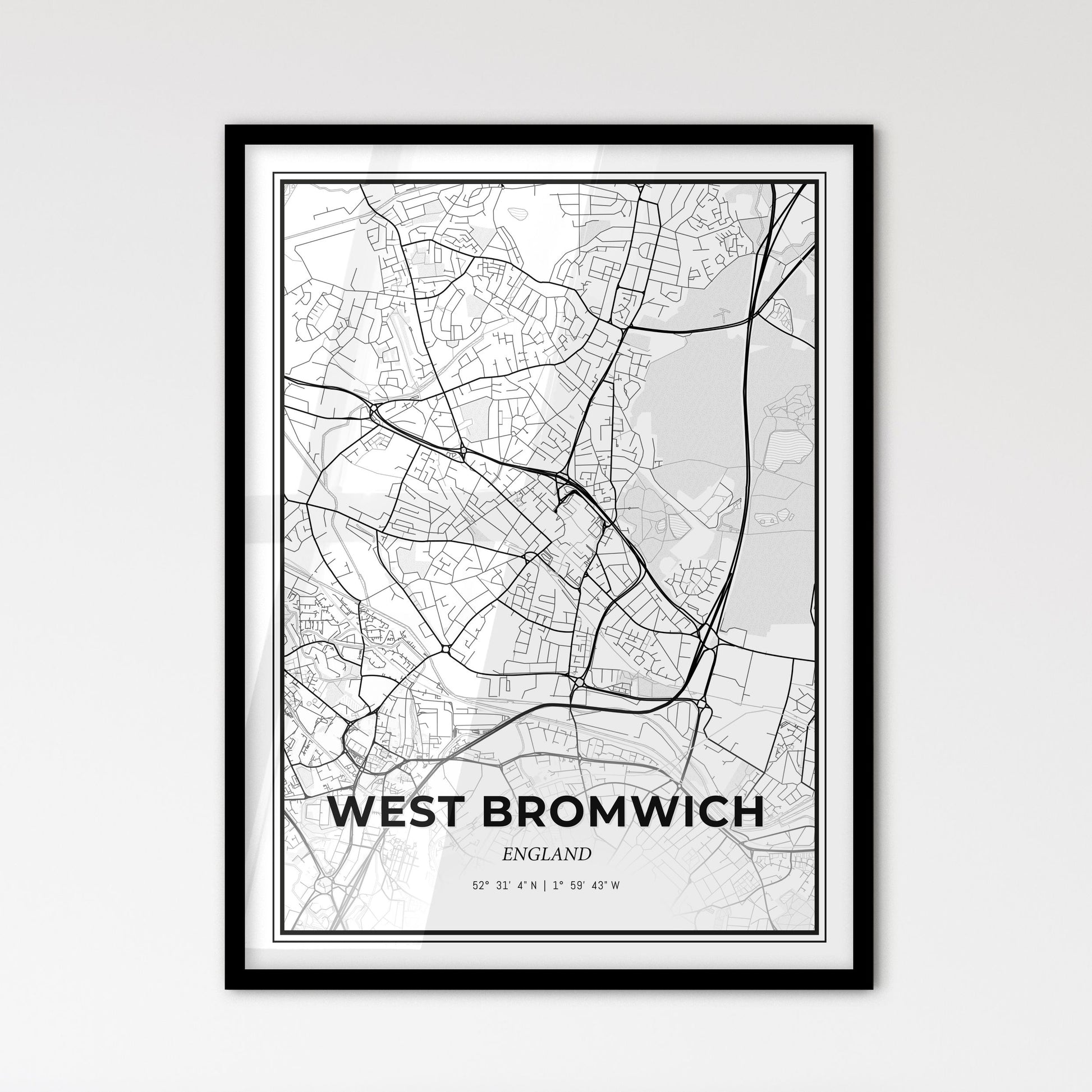 West Bromwich England - Scandinavian Style City Map for Modern Home Decor