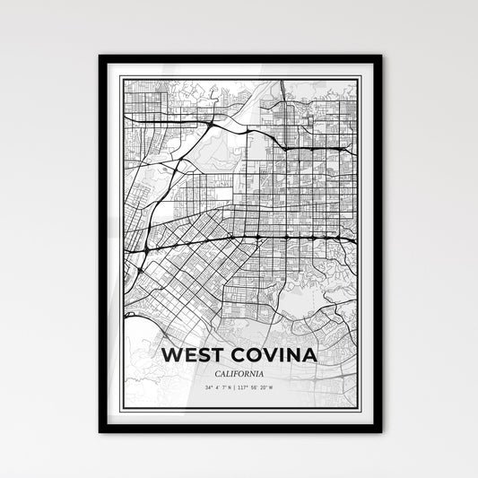 West Covina California - Scandinavian Style City Map for Modern Home Decor