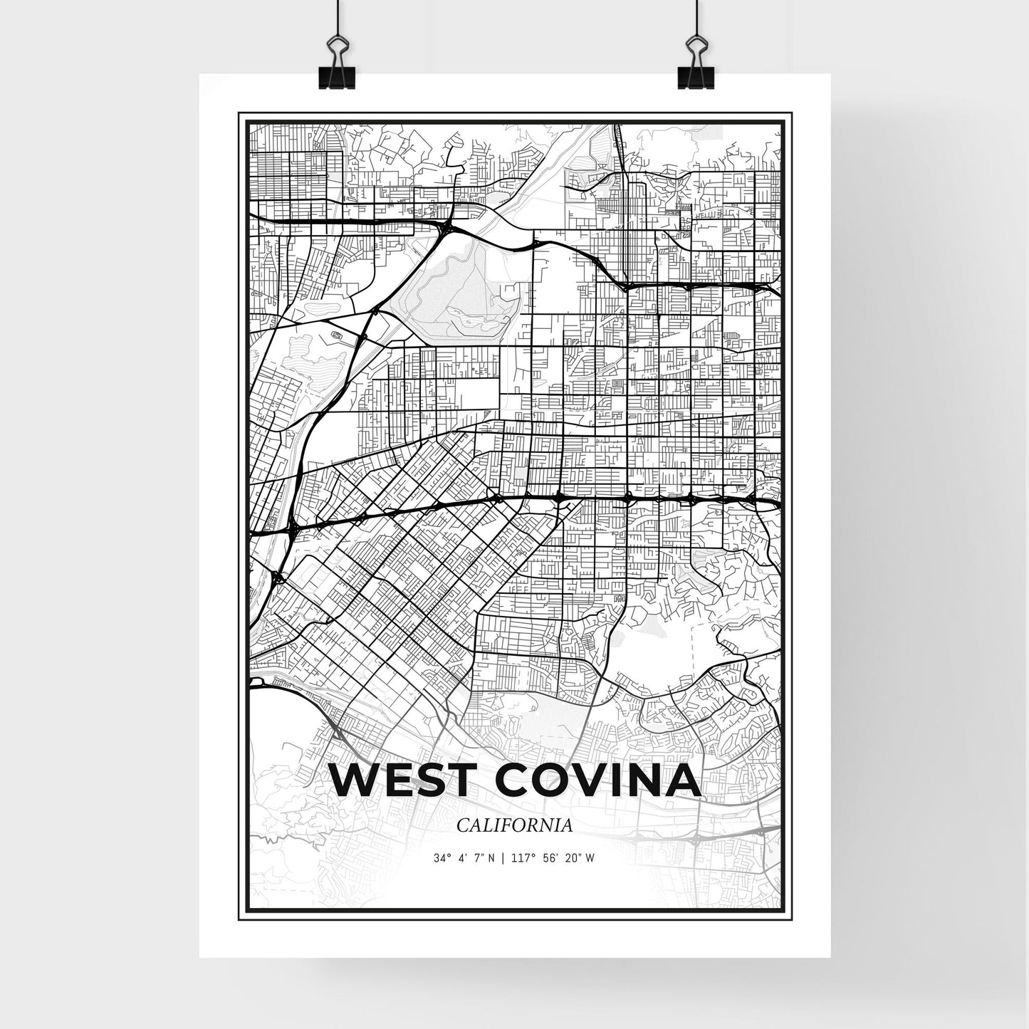 West Covina California - Premium City Map Poster