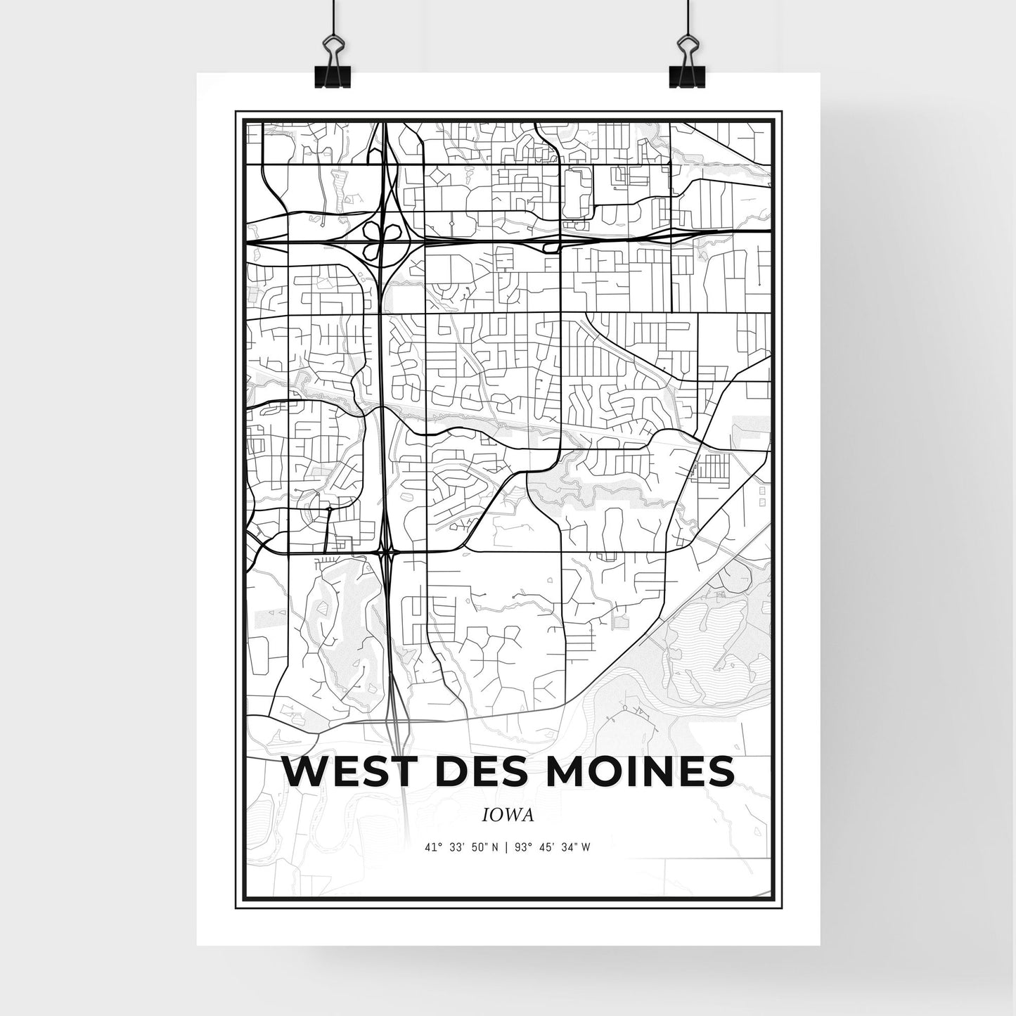 West Des Moines Iowa - Premium City Map Poster