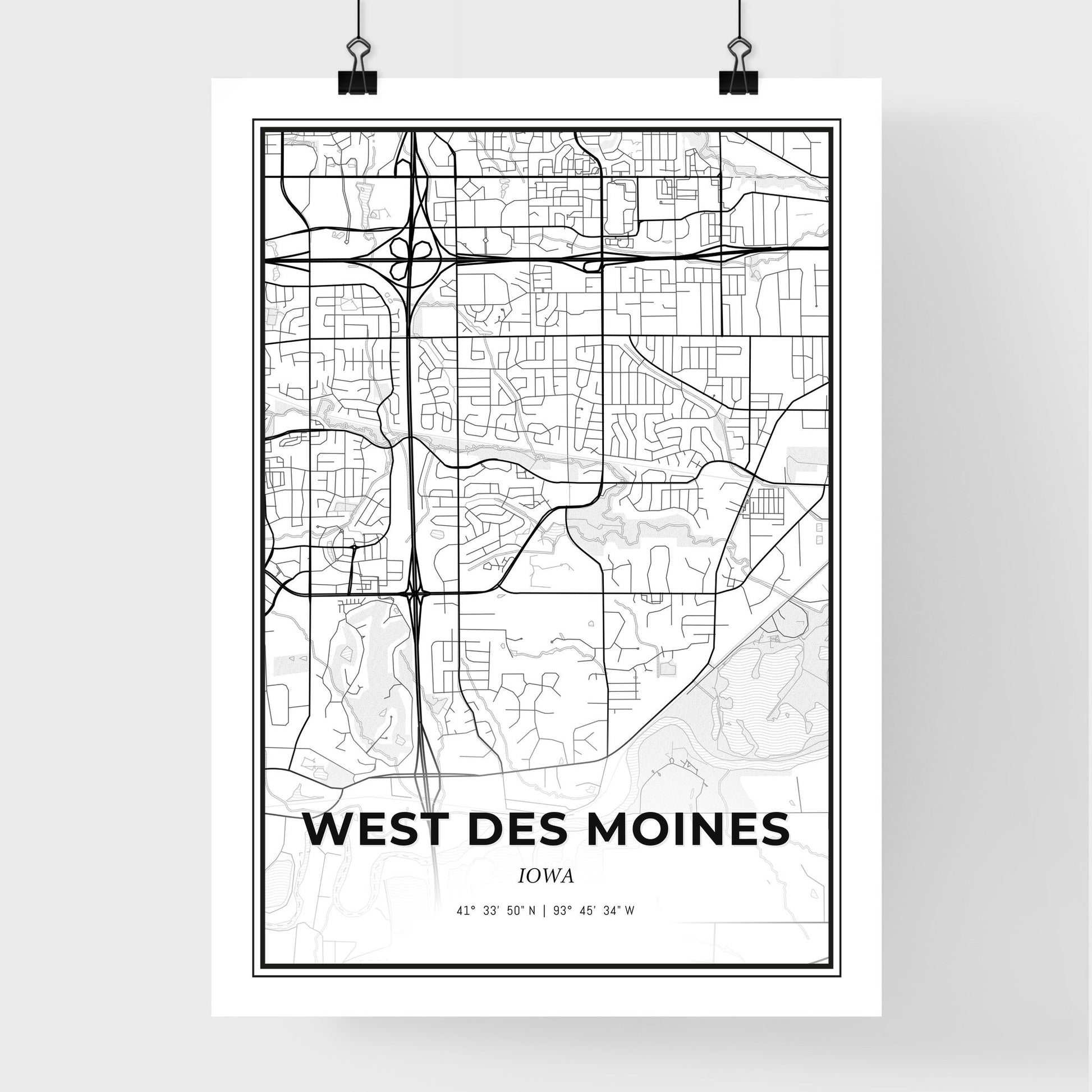 West Des Moines Iowa - Premium City Map Poster