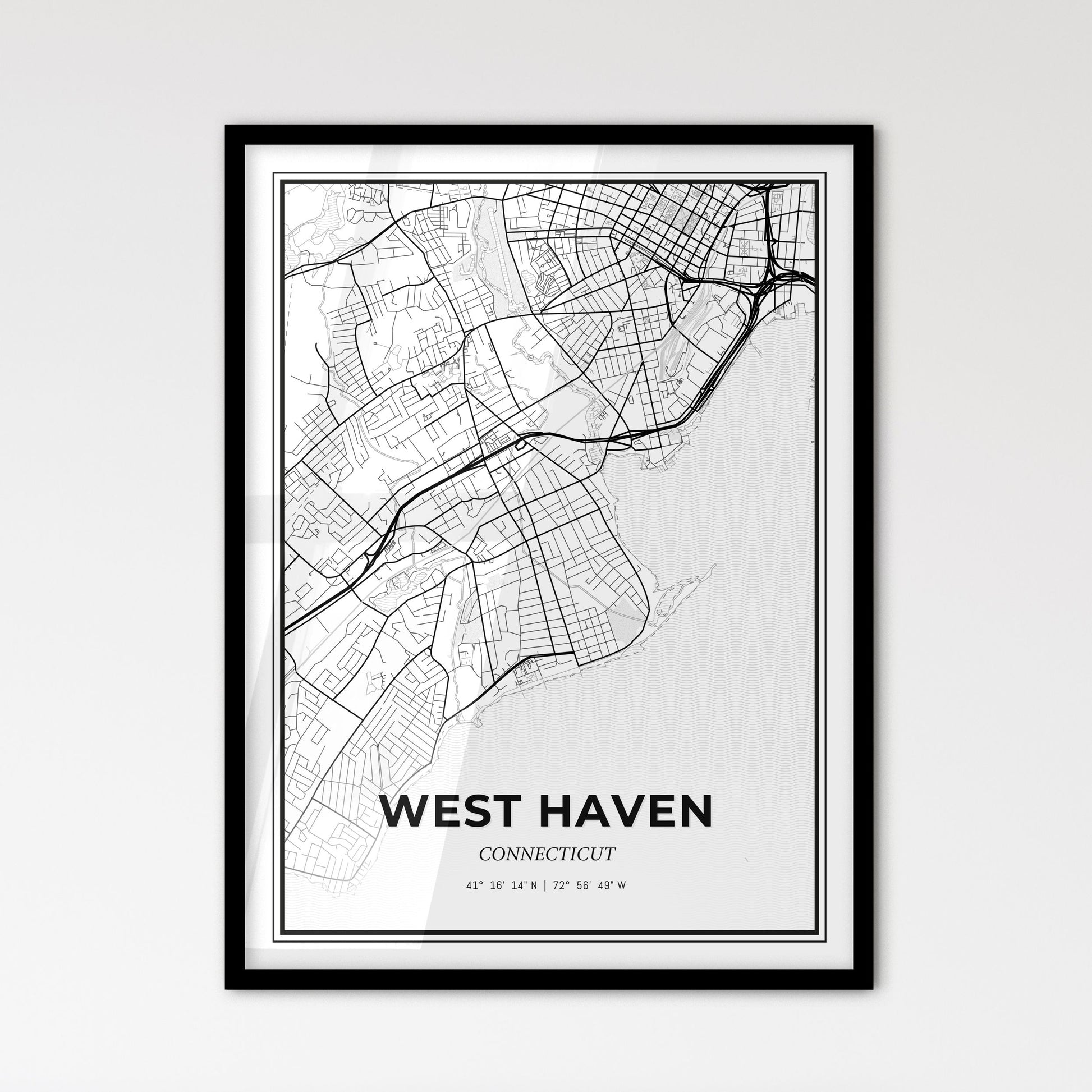 West Haven Connecticut - Scandinavian Style City Map for Modern Home Decor