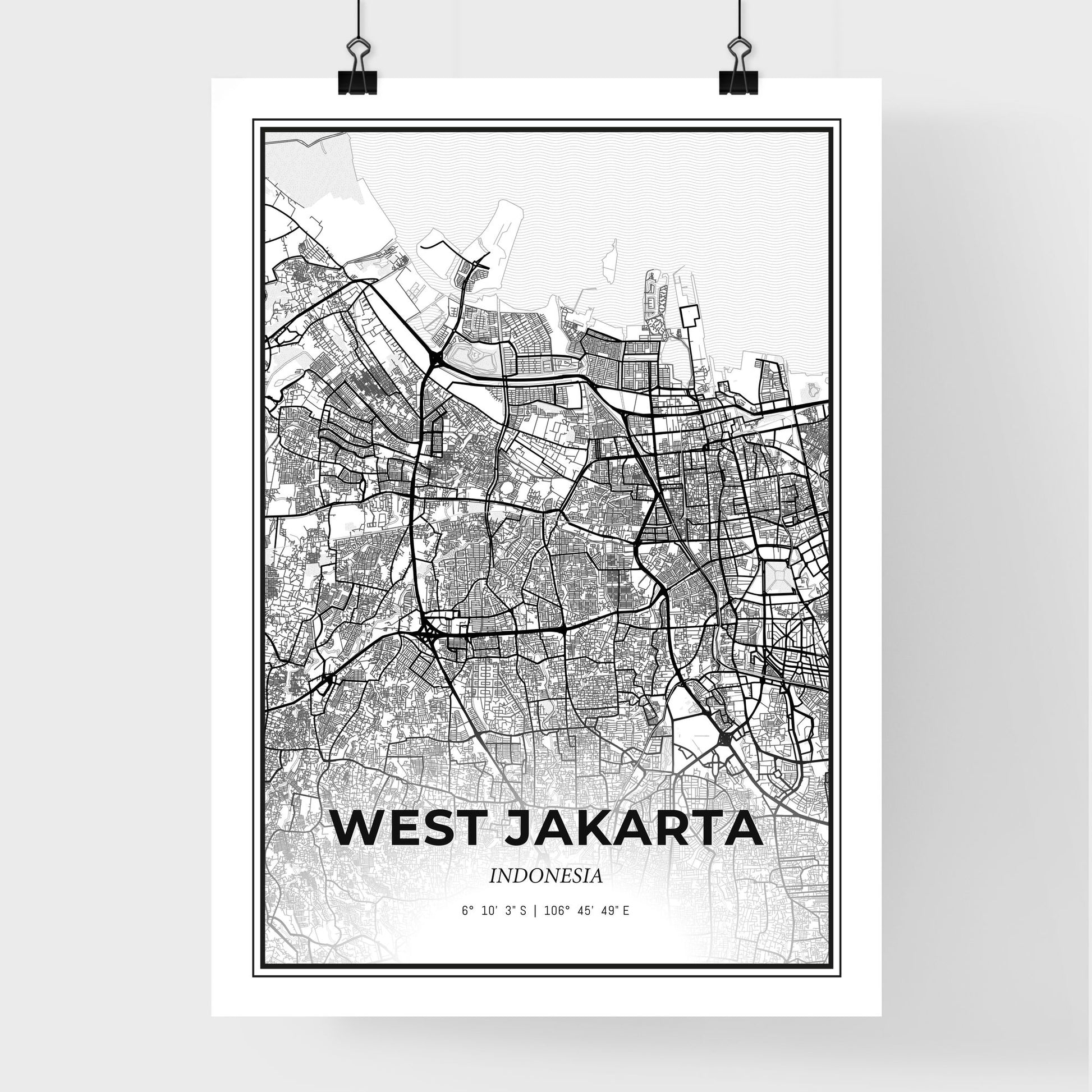 West Jakarta Indonesia - Premium City Map Poster