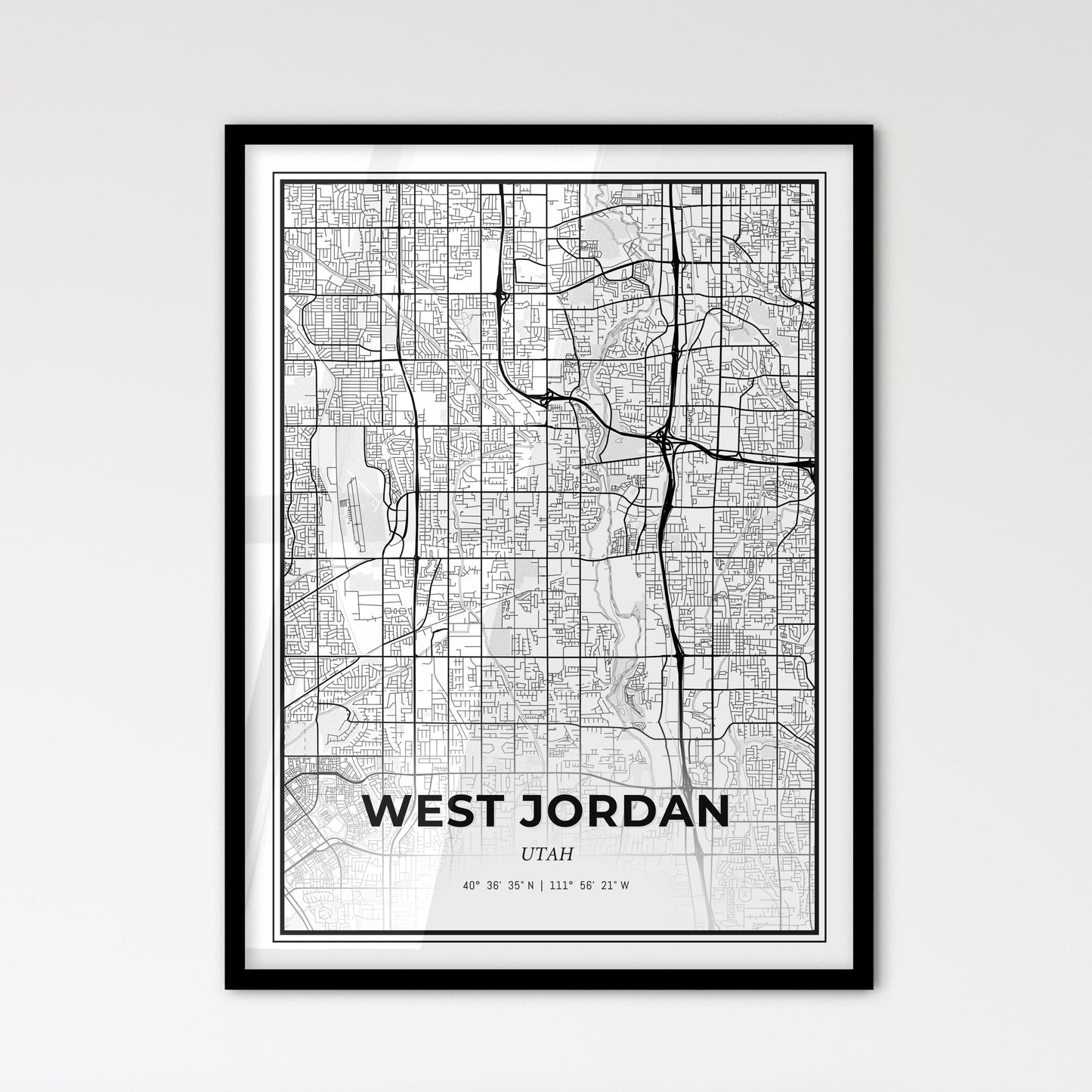 West Jordan Utah - Scandinavian Style City Map for Modern Home Decor