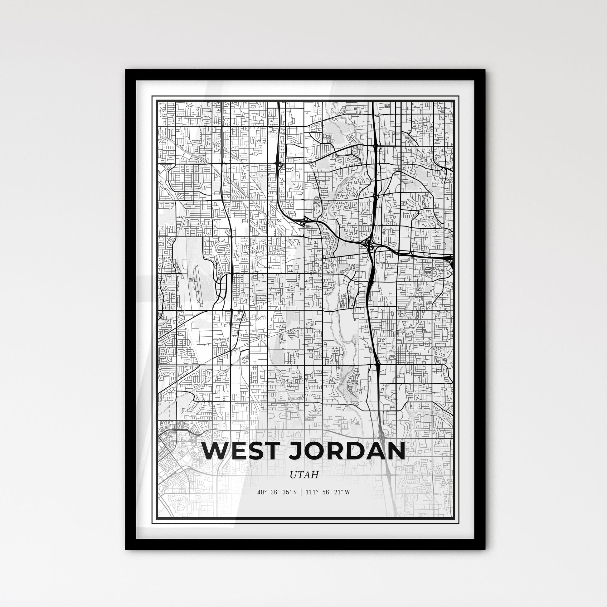 West Jordan Utah - Scandinavian Style City Map for Modern Home Decor